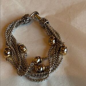Chic Multi-Strand Silver and Gold Bracelet